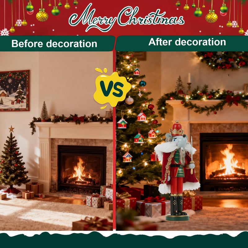 BXO Store Christmas Decorations Nutcracker Ornament,12 inch Wooden Traditional Nutcracker,Festive Collectible Christmas Nutcracker,Painted Nutcracker Figures Party Tabletop Thanksgiving Decor(Mouse King) - Image 5
